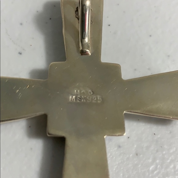 925 Silver Cross w Multi Colored Stones - Picture 3 of 4